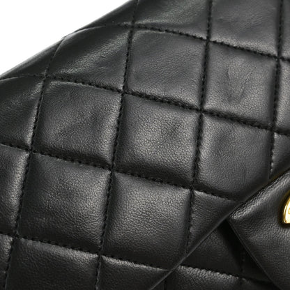 Chanel 1991-1994 Black Lambskin Small Double Flap Shoulder Bag