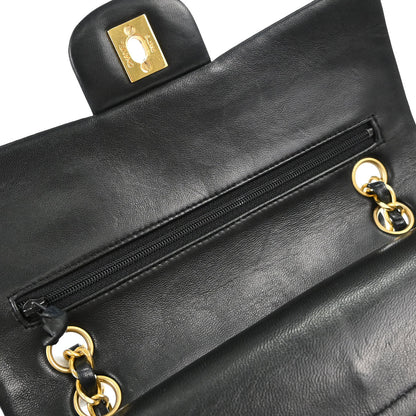 Chanel 1991-1994 Black Lambskin Small Double Flap Shoulder Bag