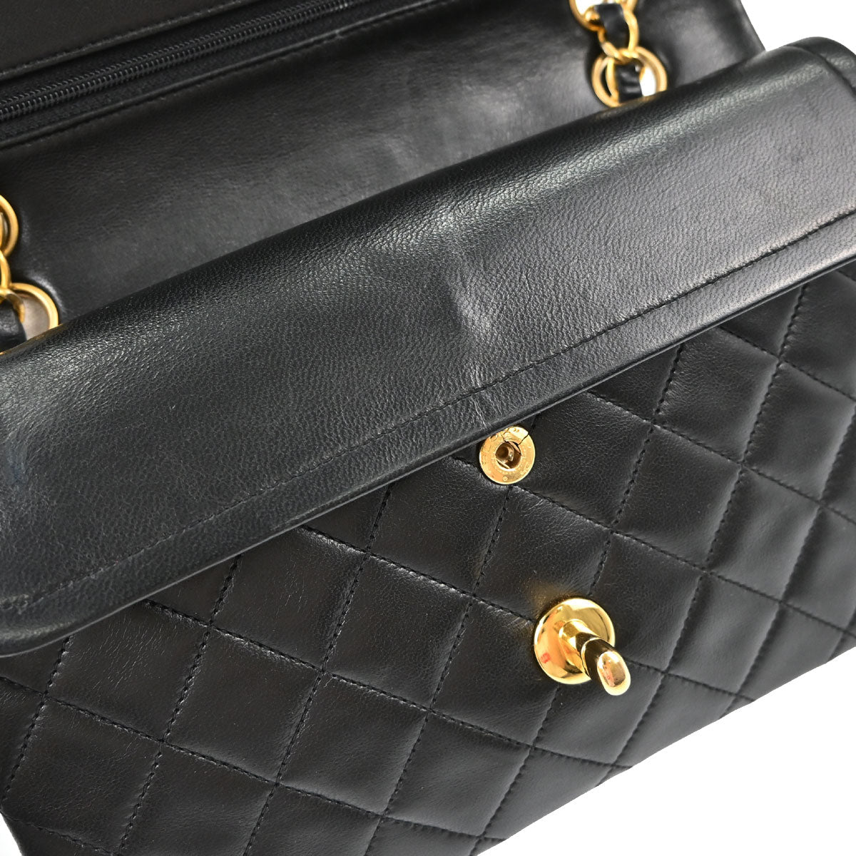 Chanel 1991-1994 Black Lambskin Small Double Flap Shoulder Bag