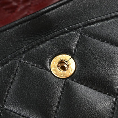 Chanel 1991-1994 Black Lambskin Small Double Flap Shoulder Bag