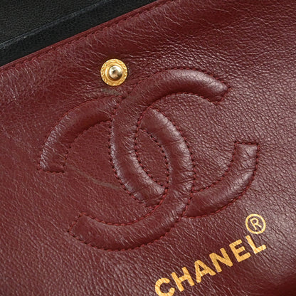 Chanel 1991-1994 Black Lambskin Small Double Flap Shoulder Bag