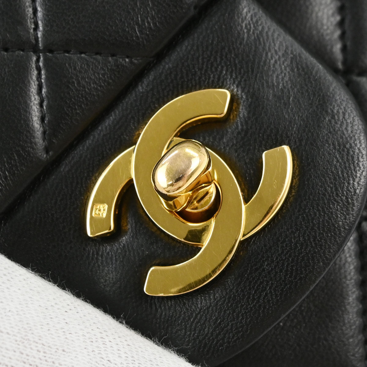 Chanel 1991-1994 Black Lambskin Small Double Flap Shoulder Bag
