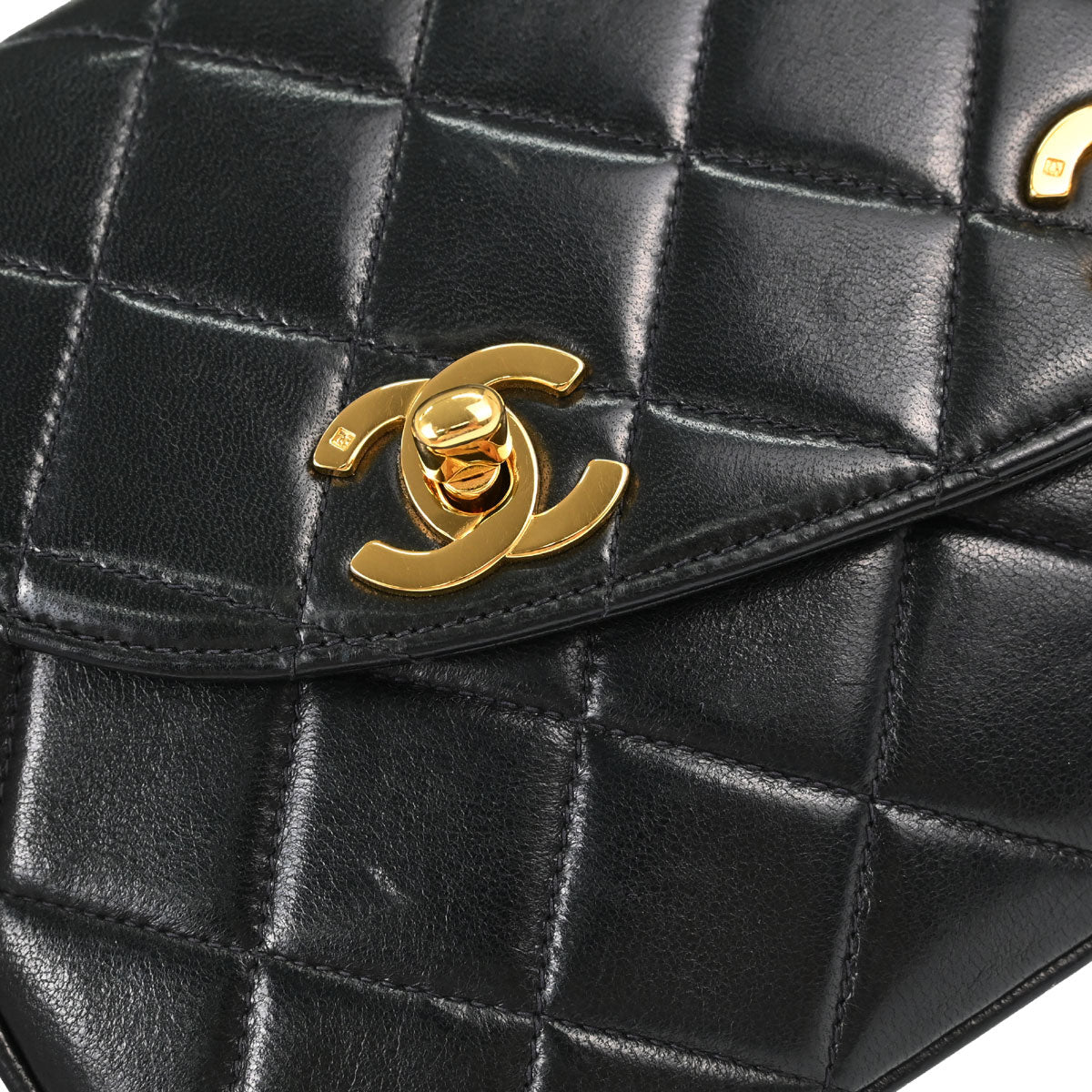 Chanel Black Lambskin Triple CC Turnlock Clutch Bag