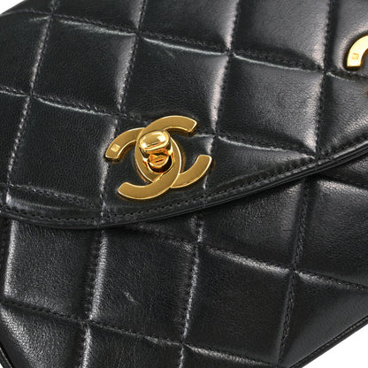 Chanel Black Lambskin Triple CC Turnlock Clutch Bag