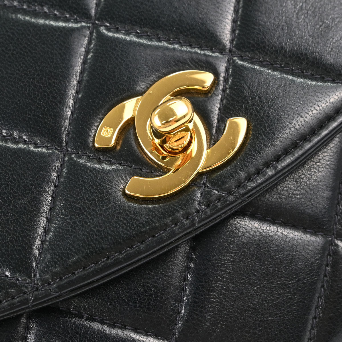Chanel Black Lambskin Triple CC Turnlock Clutch Bag
