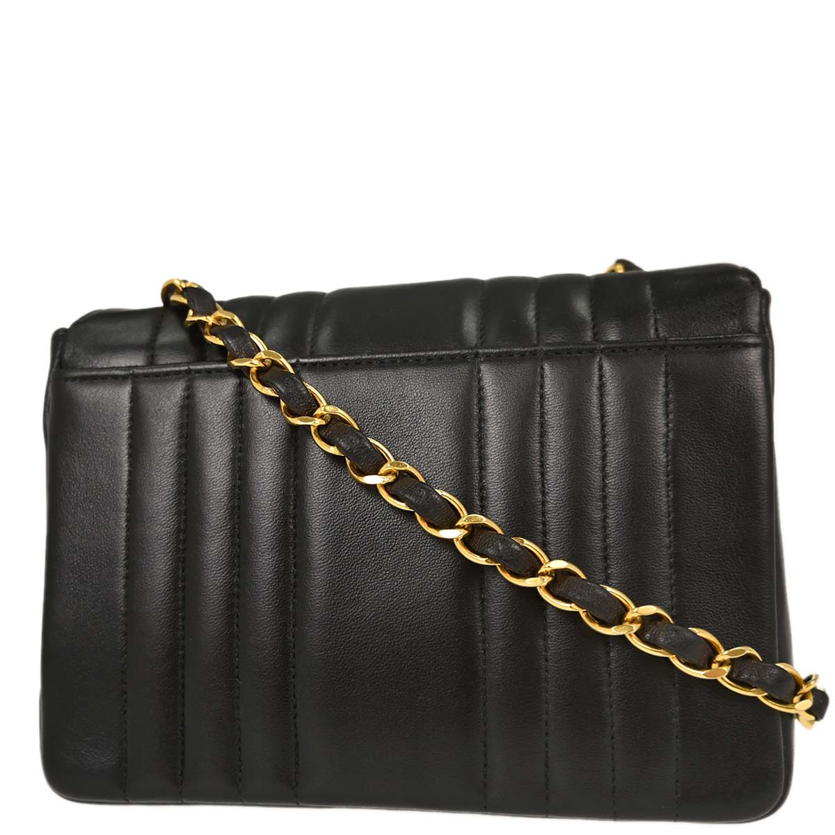 Chanel 1991-1994 Black Lambskin Mini Classic Square Flap Shoulder Bag 17