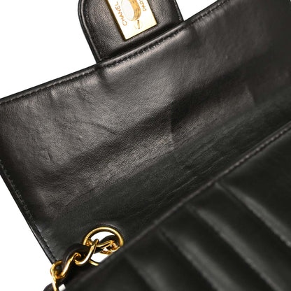 Chanel 1991-1994 Black Lambskin Mini Classic Square Flap Shoulder Bag 17