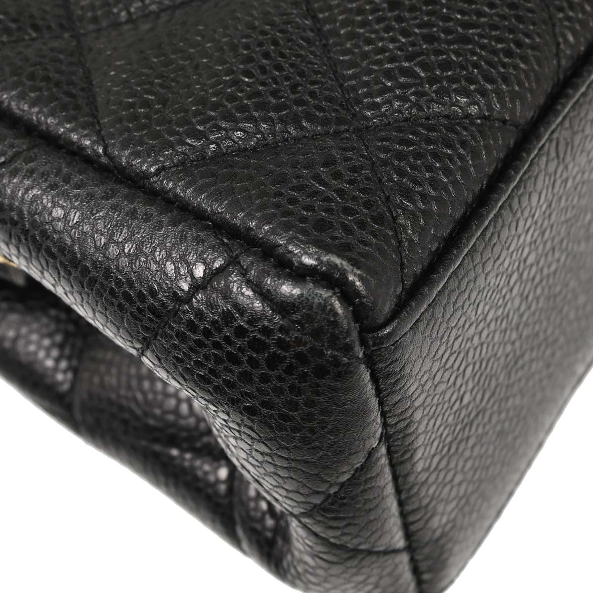 Chanel Black Caviar Skin Kiss Lock Shoulder Bag