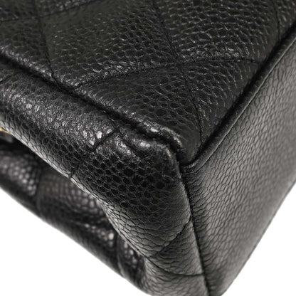 Chanel Black Caviar Skin Kiss Lock Shoulder Bag