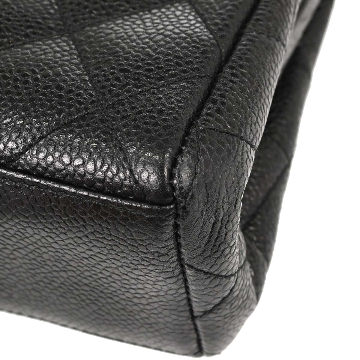 Chanel Black Caviar Skin Kiss Lock Shoulder Bag