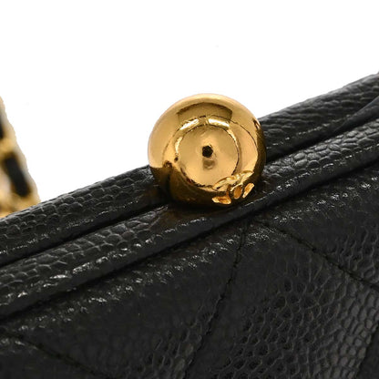 Chanel Black Caviar Skin Kiss Lock Shoulder Bag