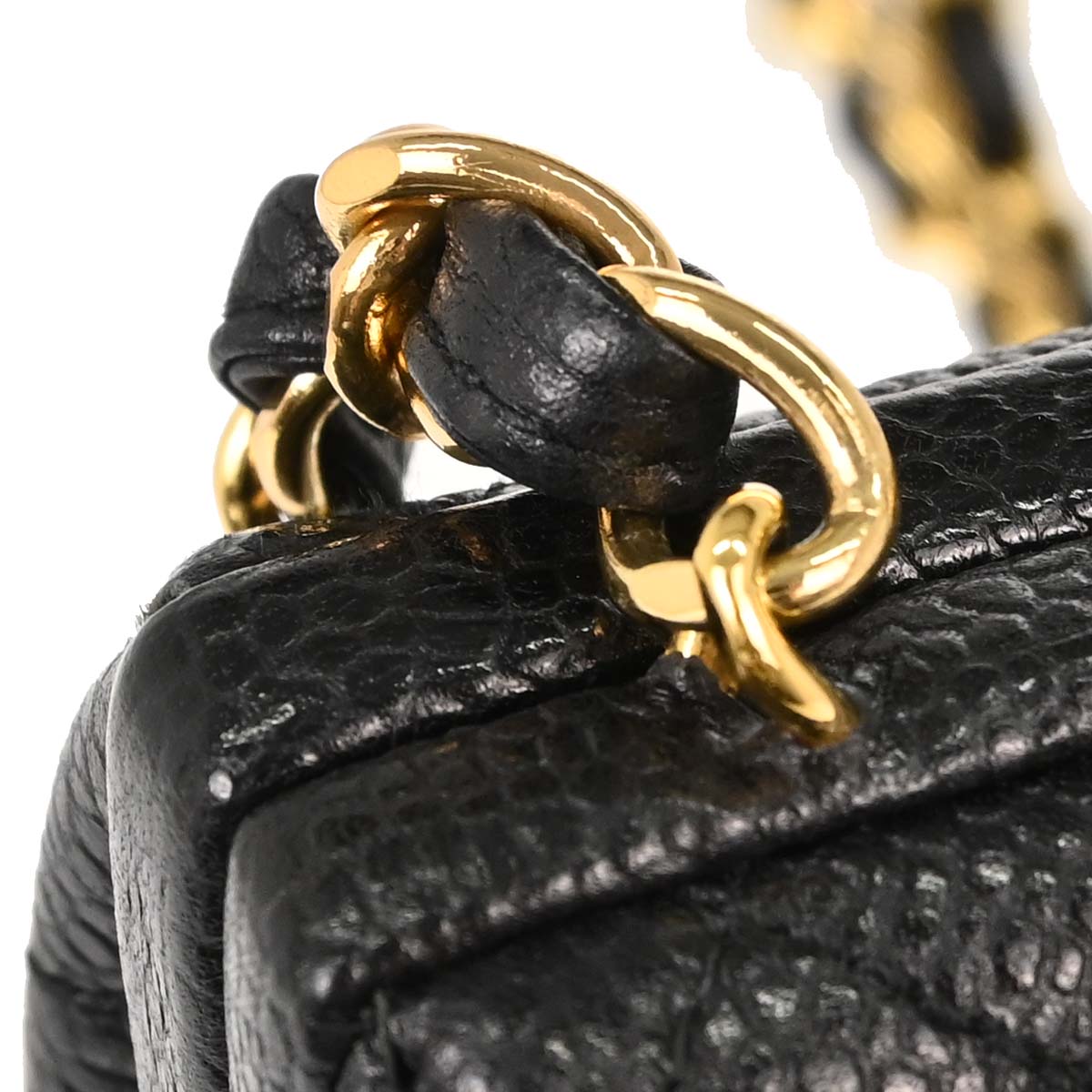 Chanel Black Caviar Skin Kiss Lock Shoulder Bag