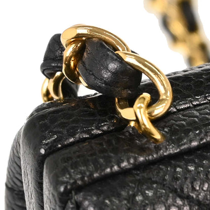 Chanel Black Caviar Skin Kiss Lock Shoulder Bag