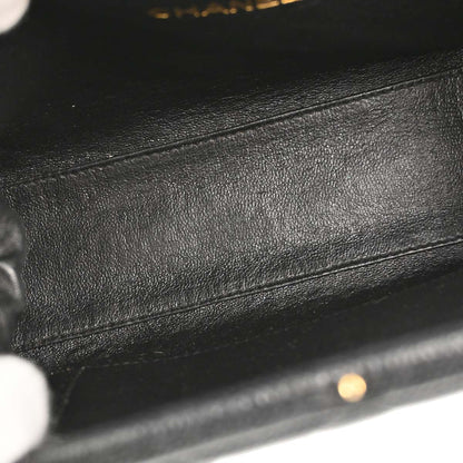 Chanel Black Caviar Skin Kiss Lock Shoulder Bag
