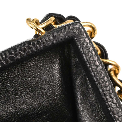Chanel Black Caviar Skin Kiss Lock Shoulder Bag