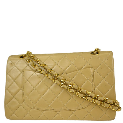 Chanel Beige Lambskin Medium Classic Double Flap Shoulder Bag