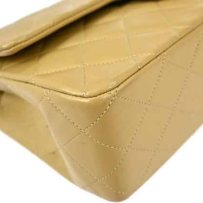 Chanel Beige Lambskin Medium Classic Double Flap Shoulder Bag
