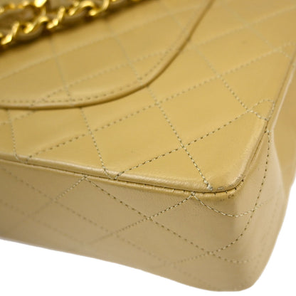 Chanel Beige Lambskin Medium Classic Double Flap Shoulder Bag
