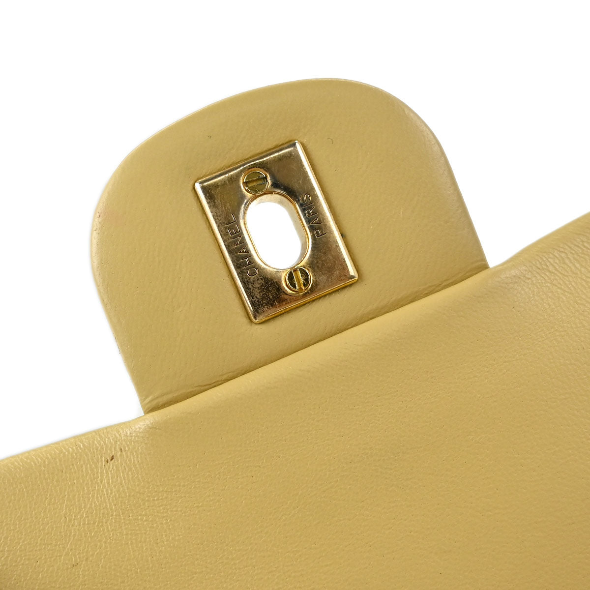 Chanel Beige Lambskin Medium Classic Double Flap Shoulder Bag