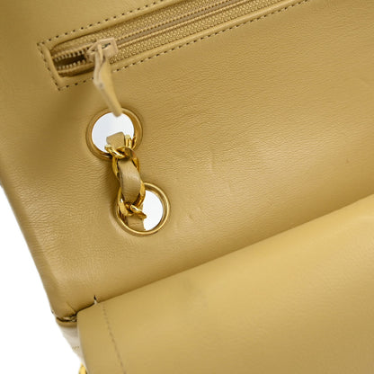 Chanel Beige Lambskin Medium Classic Double Flap Shoulder Bag
