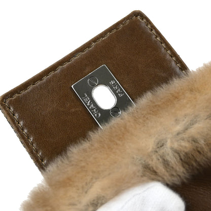 Chanel * Brown Tweed Rabbit Fur Lizard Shoulder Bag