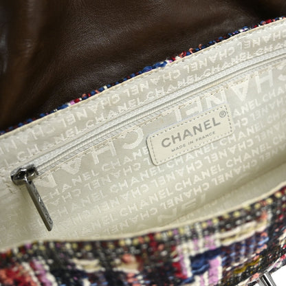 Chanel * Brown Tweed Rabbit Fur Lizard Shoulder Bag