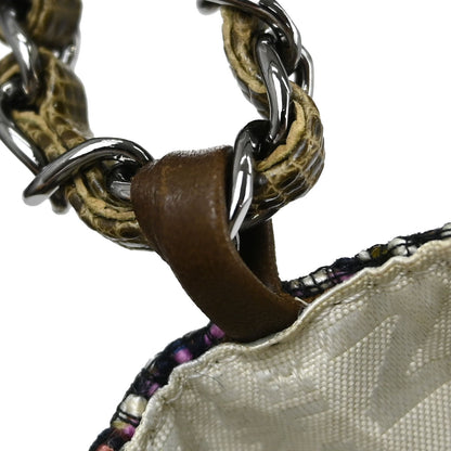 Chanel * Brown Tweed Rabbit Fur Lizard Shoulder Bag