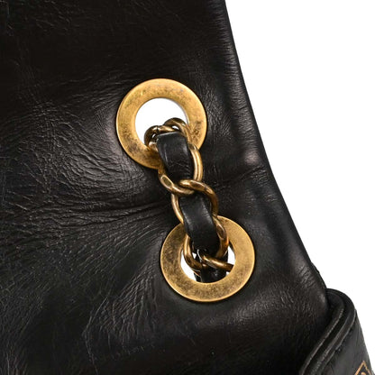 Chanel Black Calfskin Paris-Salzburg Single Flap Shoulder Bag