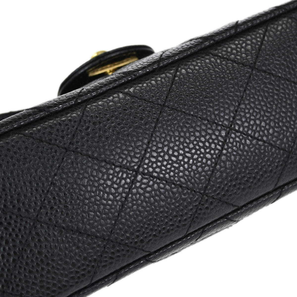 Chanel 2000-2002 Black Caviar Skin Mini Classic Square Flap Shoulder Bag 17