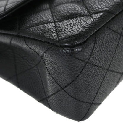 Chanel 2000-2002 Black Caviar Skin Mini Classic Square Flap Shoulder Bag 17