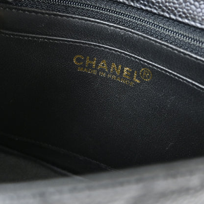 Chanel 2000-2002 Black Caviar Skin Mini Classic Square Flap Shoulder Bag 17