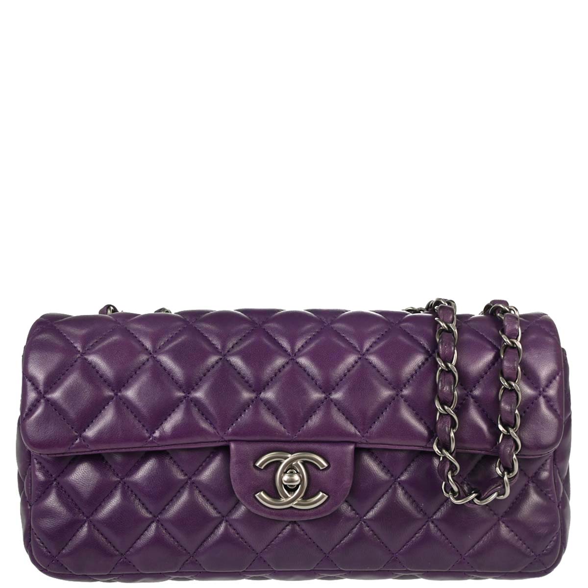 Chanel 2008-2009 Purple Lambskin East West Shoulder Bag