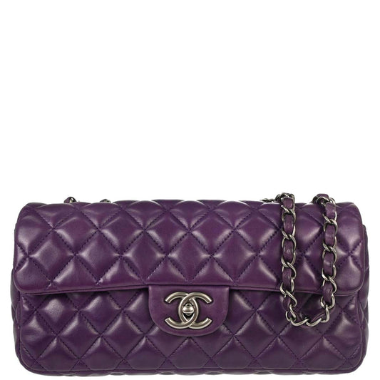Chanel 2008-2009 Purple Lambskin East West Shoulder Bag