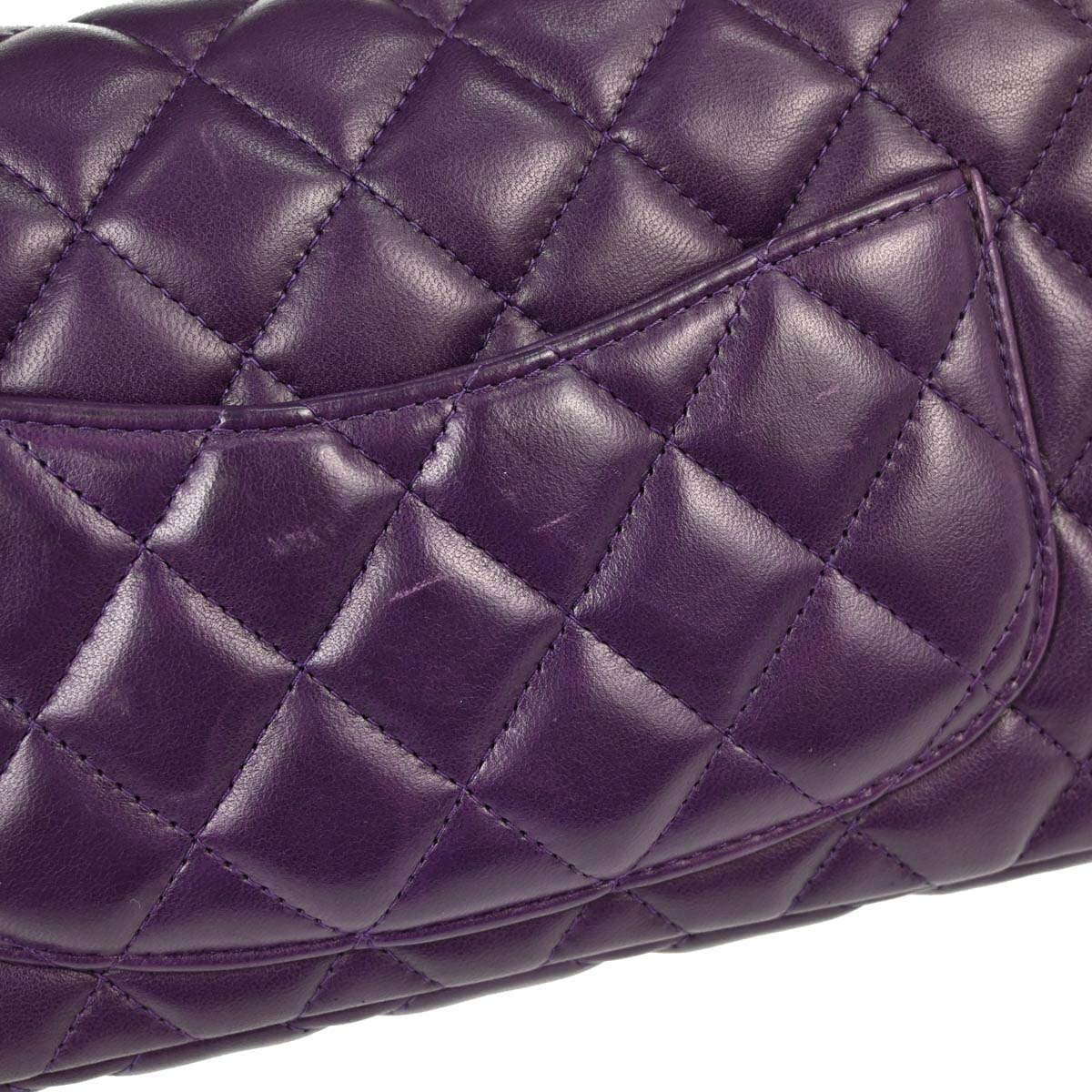 Chanel 2008-2009 Purple Lambskin East West Shoulder Bag