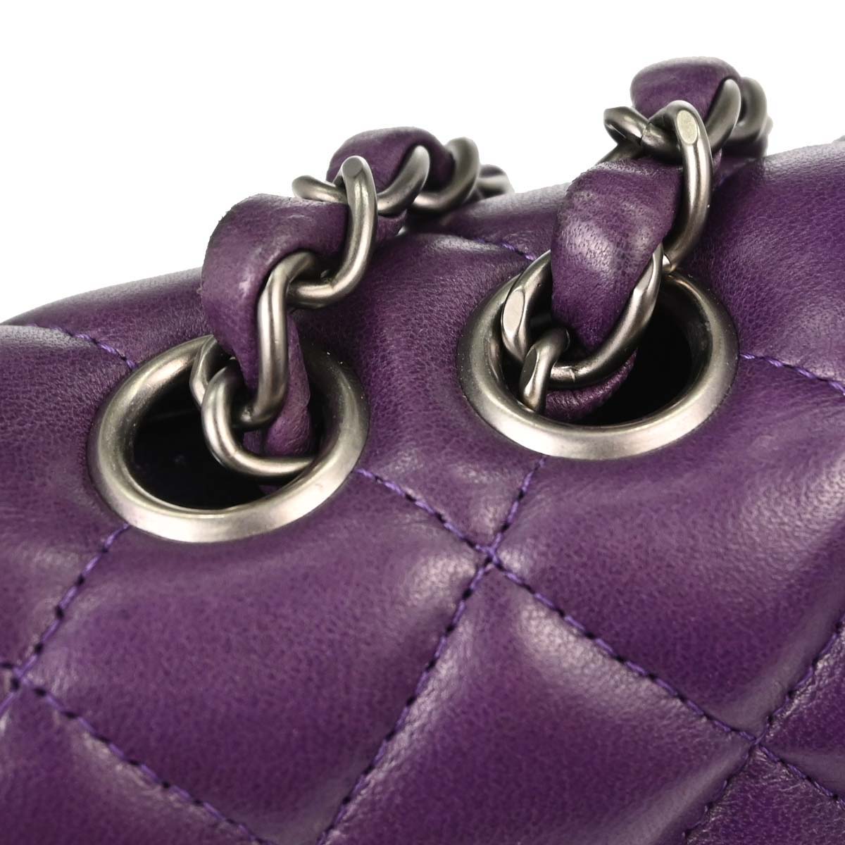 Chanel 2008-2009 Purple Lambskin East West Shoulder Bag