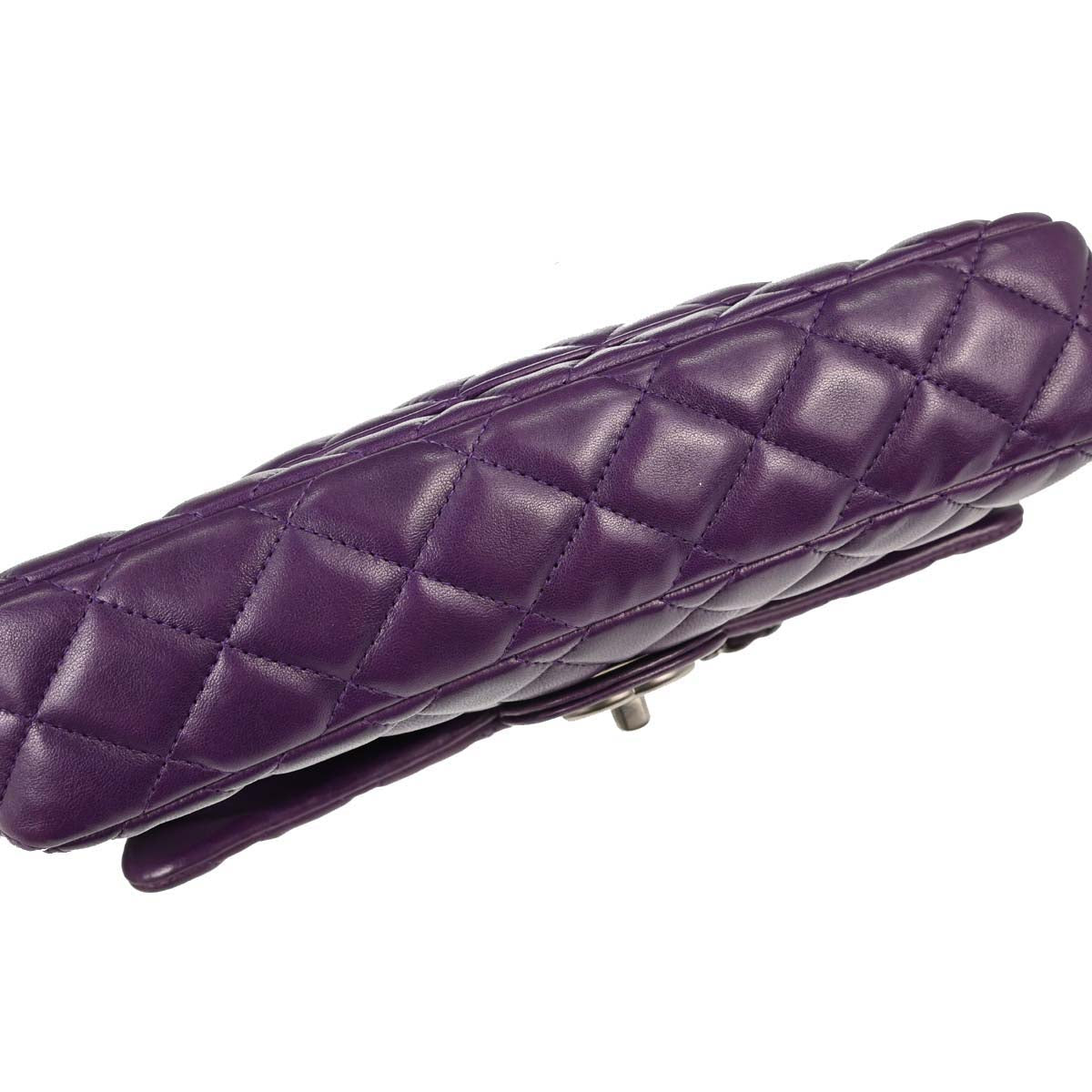 Chanel 2008-2009 Purple Lambskin East West Shoulder Bag
