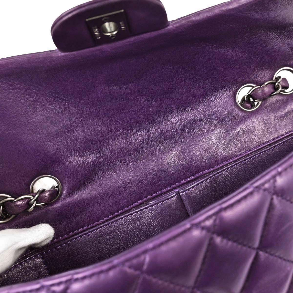 Chanel 2008-2009 Purple Lambskin East West Shoulder Bag