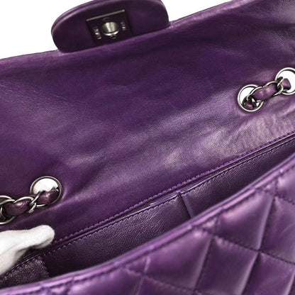Chanel 2008-2009 Purple Lambskin East West Shoulder Bag
