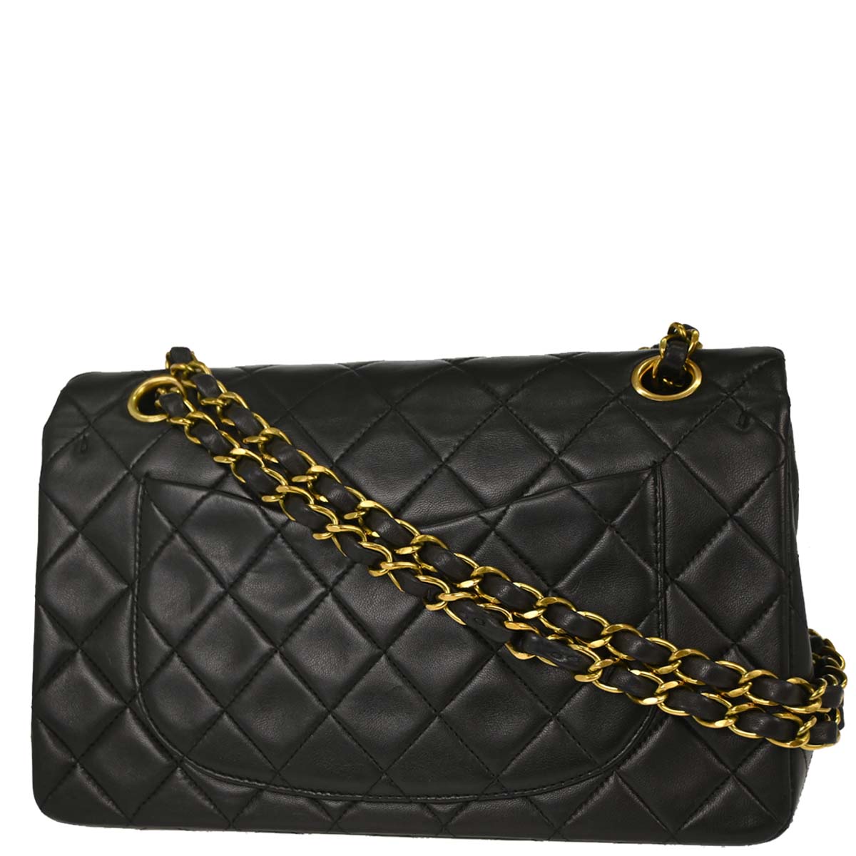 Chanel 1991-1994 Black Lambskin Small Double Flap Shoulder Bag