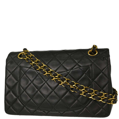 Chanel 1991-1994 Black Lambskin Small Double Flap Shoulder Bag