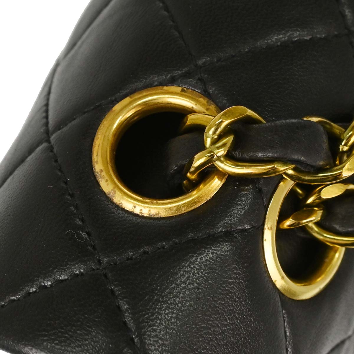 Chanel 1991-1994 Black Lambskin Small Double Flap Shoulder Bag