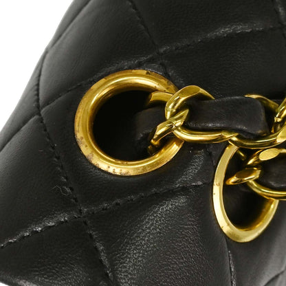 Chanel 1991-1994 Black Lambskin Small Double Flap Shoulder Bag