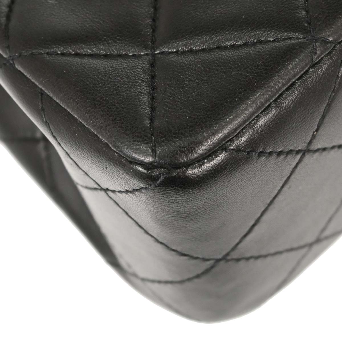 Chanel 1991-1994 Black Lambskin Small Double Flap Shoulder Bag