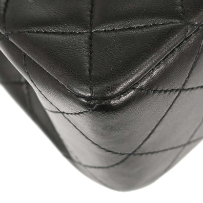 Chanel 1991-1994 Black Lambskin Small Double Flap Shoulder Bag