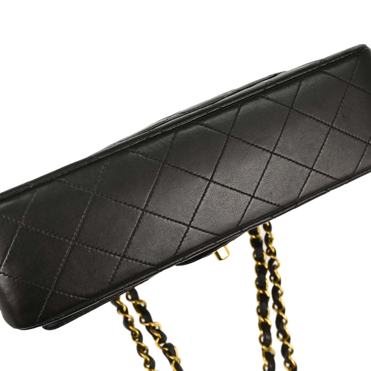 Chanel 1991-1994 Black Lambskin Small Double Flap Shoulder Bag