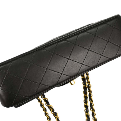 Chanel 1991-1994 Black Lambskin Small Double Flap Shoulder Bag