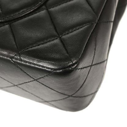 Chanel 1991-1994 Black Lambskin Small Double Flap Shoulder Bag