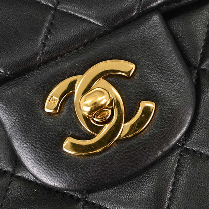 Chanel 1991-1994 Black Lambskin Small Double Flap Shoulder Bag
