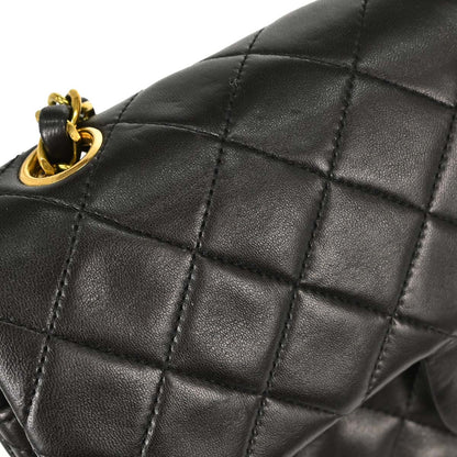 Chanel 1991-1994 Black Lambskin Small Double Flap Shoulder Bag