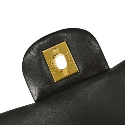 Chanel 1991-1994 Black Lambskin Small Double Flap Shoulder Bag